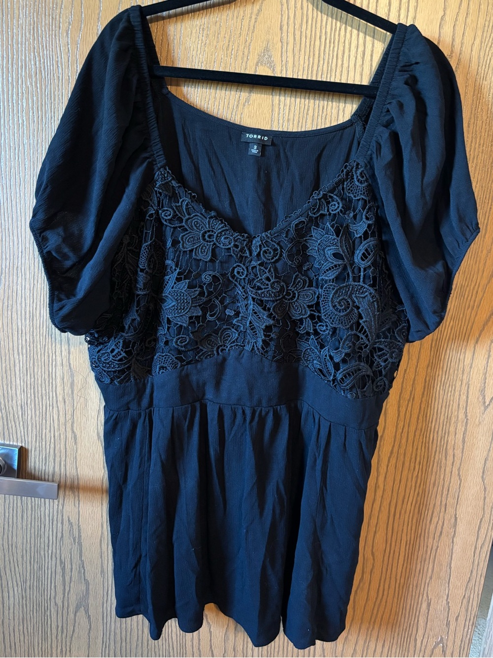 Torrid Black Floral Lace Peasant Top Womens Plus 3x